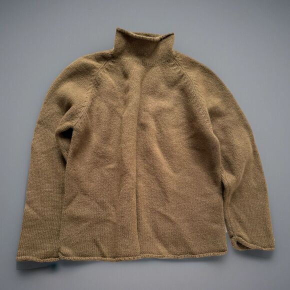 VINTAGE J Crew Roll Neck‎ Oarsman Sweater Mens XL 100% Wool Fisherman Tan/camel - Picture 1 of 10